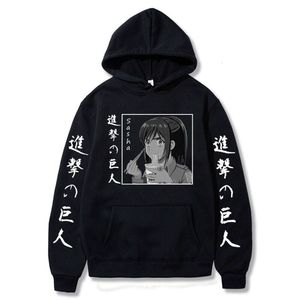 Sudaderas con capucha de Anime japonés Attack on Titan Sasha Braus, ropa de calle de manga larga con estampado de fideos Kawaii, sudaderas Haruku