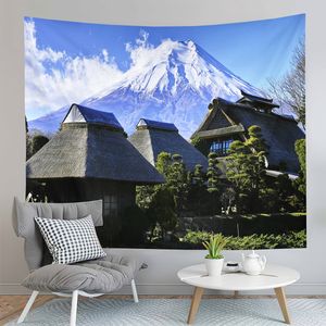 Japan Mount Fuji Tapestry Red Pagoda Tapestry Natural Landscape Tapestry Aesthetic Home Decor Tapestry for Living Room Bedroom