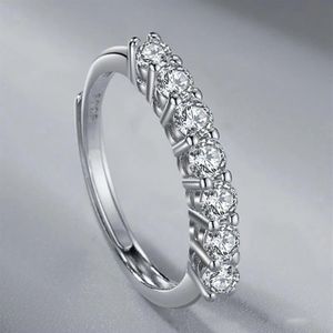 Estilo japonés y coreano S925 Silver Moissanite Fil de diamantes anillo Femenino Simple Sweet Noble Joya Femenino Regalo 225V