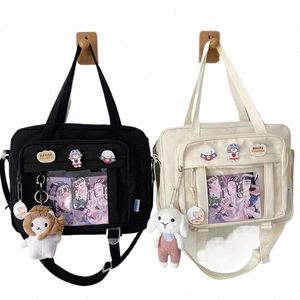 Japonés High School Girls Crossbody Bolsas Nyl Book Bag Transparente Itabag Mujeres Bolsos JK Bag Secd Element Bolsa de hombro e2xQ #