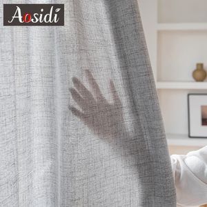 Cortinas transparentes con apariencia de lino japonés para sala de estar, cortina de tul gruesa para puerta, Cortinas sólidas Rideaux, cortinas con textura de lino para el hogar 240321