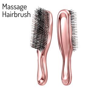 Masajeador de cabeza japonés Premium, cepillo para el cuero cabelludo, cepillo masajeador para el cabello, champú, cepillo desenredante de plástico húmedo, peine para limpieza de cabello, oro rosa