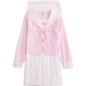 Uniforme scolaire japonais cosplay femmes Sakura rose clair hauts jupe plissée blanche JK uniforme filles japonais marin Suit209b