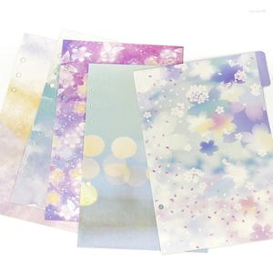 Página separadora de flores y viento de estilo japonés, cuaderno de hojas sueltas, índice de papel, manual de 6 agujeros, 5 hojas