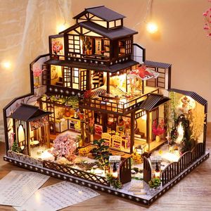 Modèle de patio de style japonais, kit de scène de bâtiment grand et venteux fait à la main, ensemble de maison en bois assemblé avec meubles, décorations pour la maison, ornements artisanaux, pour