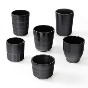Vasos de melamina de plástico para restaurante de estilo japonés, vajilla negra, taza de té para Hotel, taza de café y agua, vajilla SN4689