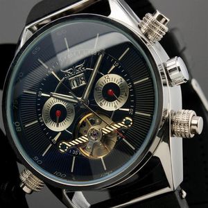 Jaragar, relojes para hombre, marca superior, reloj deportivo de moda automático de lujo, diseño de líneas de tiburón, banda de goma, Tourbillion Display Calendar2294