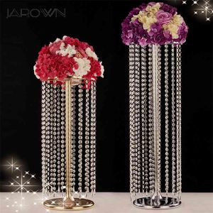 JAROWN Boda Noria Rueda Cristal Acrílico Cuentas T Etapa Camino Plomo Bodas Mesa principal Centro de mesa Soporte de flores Decorativo para el hogar 210706