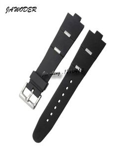 JAWODER Watchband 22 24 mm x 8 mm hommes Femmes Watch Bands Black Diving Silicone Rubber en acier inoxydable Boule de boucle à broches pour D4457434