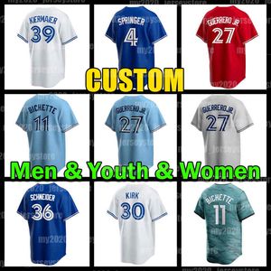 27 Vladimir Guerrero Jr. Jersey 2 Justin Turner Baseball Bo Bichette 4 George Springer Kevin Kiermaier Alejandro Kirk Torontos Nate Pearson Blue Jays Davis Schneider