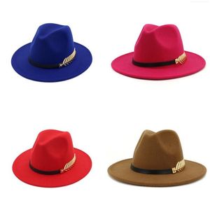 Jazz Formelle Chapeau Panama Cap pour Hommes Femmes Feutre Fedora Chapeaux Hiver large Brim casquettes Femme Trilby Chapeau Lady couvre-chef Accessoires De Mode NOUVEAU