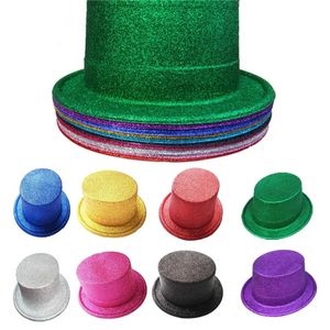 Jazz magicien chapeaux enfants or poudre haut chapeau de fête mode noir rouge rose vert jaune violet enfants mascarade spectacle casquette tt0428