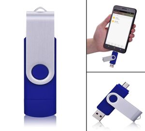 Jboxing Blue 16GB OTG USB Flash Drive Glipled Dual Port Memory Memory Drives Almacenamiento para la computadora Pableta de teléfonos inteligentes Android M9240923