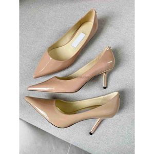 JC Jimmynessity Choo Dress Quality Shoes Pumps Classic Woman Chaussures High Heels Patent Cuir pointu Point One Slip on Wedding Party Evening Soil Flat 35-43
