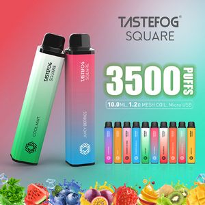 JC Tastefog SQUARE Kit de vapotage à usage unique Batterie rechargeable 650 mAh 3500 bouffées Cartouches de 10 ml Vaporisateur portable E Cigs pré-rempli