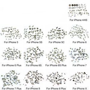 Vis JCD Ensemble de vis complète pour iPhone 4 4S 5C 5S 5G 6G 6S 6 7 7P 8 8 Plus x Pièces de remplacement du boulon de réparation complet