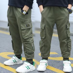 Big Boys' Jeans Cargo Pants Kids Spring Casual Cotton Trousers Elastic Waist Straight-Fit Long Sport Clothing 100-160
