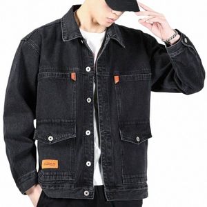 Jeans manteau pour hommes noir chaud denim vestes homme avec mouton larges épaules rembourrées laine élastique rembourrage pas cher prix élégant lâche G n9Ls #