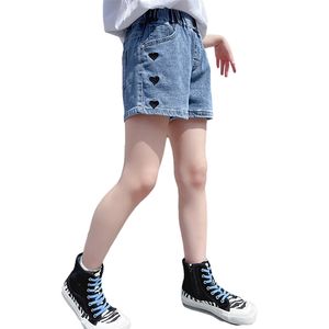 Jeans para niñas patrón de corazón niños corto verano estilo casual ropa para niños 6 8 10 12 14 210527
