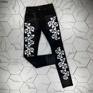 Jeans pour hommes cargo noir Designer autocollants maigres lavage léger déchiré moto rock revival joggers vraies religions Casual Elastic Long
