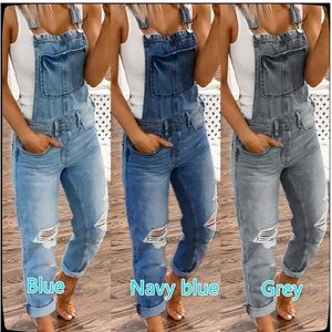 Jeans overoles mujer Womens Jumpsuits Rompers overoles negros de talla grande para mujer moda denim diseño niñas pantalón largo club masculino Designer Straight Double Shoulder