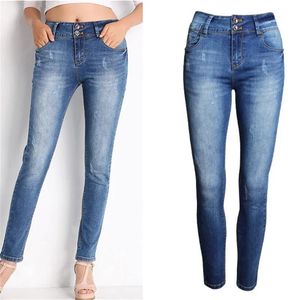 Jeans Venta al por mayor Nuevas llegadas Pantalones vaqueros rayados para mujer Moda europea Pantalones vaqueros pitillo de cintura media Pantalones pitillo casuales para mujer de talla grande 6