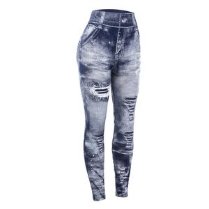 Jeans Women Nuevo llegada Imitación Impresión de vaquero Leggings de piel suave Denim elasticidad delgada