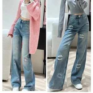 Jeans Femmes Designer Pantalon Droit Serré Capris Denim Pantalon Ajouter Polaire Épaissir Chaud Minceur Jean Pantalon Marque Femmes Vêtements Broderie Impression