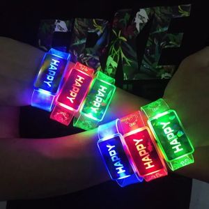 Jelly 10pcs Light Up Wrist Watch Bracelets Led Flash Blinking Rave Party Glow Bangle Happy Love Birthday Gift navidad Christmas 231030