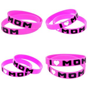 Jelly 1PC I Love Mom Sile Rubber Hand Band Pink Adt Taille A For Family Party Gift Drop Livrot Bijoux Bracelets Dhgis