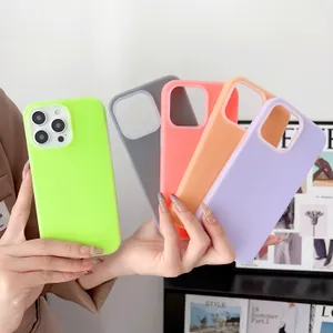 Étui en silicone liquide gelée pour iPhone 15 Pro Max 14 13 12 11 couleur bonbon housse de protection complète souple Conque avec emballage de vente au détail