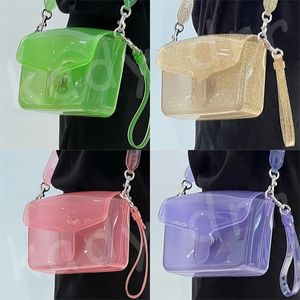 Jelly Tabby Bag Designer PVC Femmes Couleur Bonbon Transparent Bandoulière Rabat Pushlock Fermeture Sac À Main Signature Matériel Sac À Bandoulière Cross Body Purse