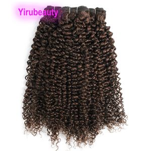 Jerry Curly 4 # Couleur Brésilienne Extensions de Cheveux Humains Double Trames Curl Teint Produits Indien Péruvien 10-24 pouces Yirubeauty