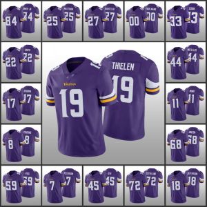 Jersey Minnesotavikingsmen # 33 Dain Cook 8 Kirk Cousins 19 Adam Thielen 18 Justin Jefferson Women Youth Custom Purple Limited