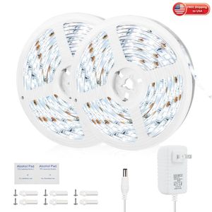 JESLED 32.8ft/10M Ruban LED 6500K Super Lumineux lumière du jour Blanc Dimmable 24V DC LED Ruban Lumineux pour Chambre Cuisine Sous Armoire Salon Escalier décoration d'intérieur