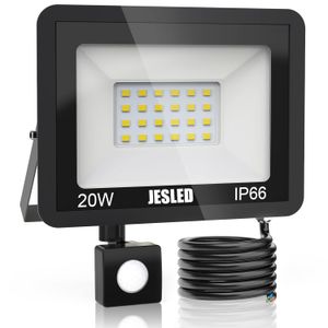 JESLED Security Floodlights with Motion Sensor 20W 2200LM LED Floodlight PIR Sensor 6000K Lights Outdoor IP66 Waterproof for Garden Backyard Garage