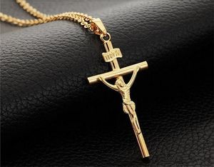 Jesús Cruz Collar 18K Chapado en oro INRI Colgante Para Hombres Joyería Moda Crucifijo Collar Júpiter Ascendente película b01