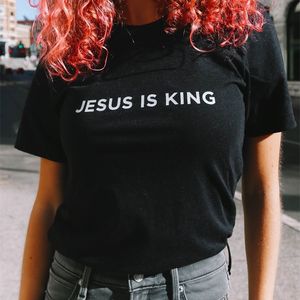 Jésus est roi Lettre Imprimer Femmes T-shirt Christian Foi Espoir Amour Harajuku T-shirts Religion Tops T-shirts Streetwear Ropa Mujer 220506