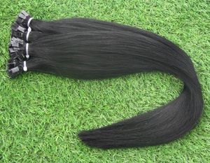 Jet Black Straight Keratin Human Fusion Hair Nail Máquina de punta plana hecha Remy Extensión de cabello preconsolidado 100s 4B 4C