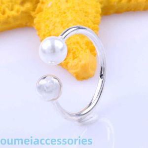 Diseñador de joyas Pandoraring Dora's Band Rings Creativos y modernos novios de perlas 18 invierno Pearl 9252 anillo de plata para