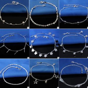 Tobillera de plata de ley 925 para mujer, joyería de pie con incrustaciones de circón, tobilleras, pulsera, envío directo 2021 Hxltk