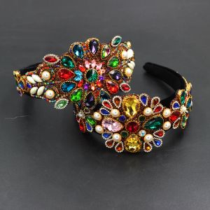 Bijoux baroques à la mode, bandeau en strass de couleur incrusté pour dames, luxe, cadeau de bal de voyage, accessoires pour cheveux, 756