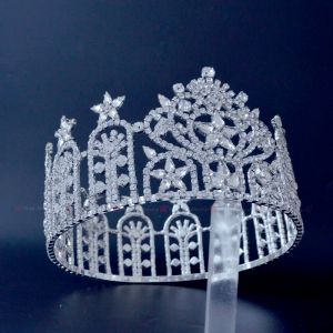 Joyería Concurso de belleza Crwns redondos completos Cristal de diamantes de imitación austriaco Garantía de calidad Estrellas Miss Crown Headwear Tiaras de alto grado Mo238