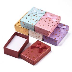 Boîtes à bijoux 24 pièces boîtes à bijoux colliers bague boucle d'oreille boîte-cadeau nœud ruban emballage conteneur de stockage organisateur avec éponge couleur mélangée 230616