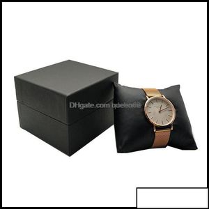 Cajas de joyería Cajas de joyería Exhibición de embalaje 5 Unids Cajas Papel negro con Veet Cojín Almohada Reloj Almacenamiento Pulsera Organizador Regalo Ot8K1