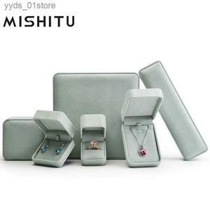 Boîtes à bijoux MISHITU Premium Design série bleu glace boîte à bijoux boîte à bagues collier boucle d'oreille boîte-cadeau boîte d'emballage L240323