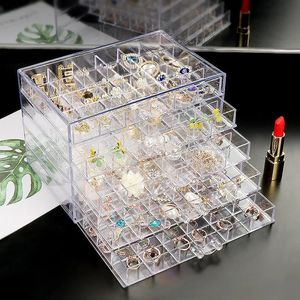 Boîtes à bijoux Nail Art diamant présentoir tiroir Transparent acrylique boîte en plastique bijoux organisateur cosmétiques boîte de rangement organisateur 231011