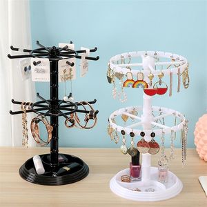 Joyas de joyas Organizador giratorio Pantallador de plástico Rack Suportador de plato transparente para aretes Pulsero de collar Costeo 220916