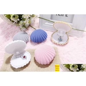 Boîtes à bijoux Veet Shell Shape pour pendentif colliers femmes luxe mariage fiançailles coffret cadeau emballage affichage livraison directe Dhhyt