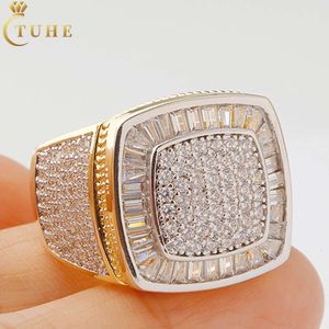 Bijoux en vrac en gros Sterling Sier taille émeraude VVS Moissanite diamant glacé Vintage Hip Hop bague pour hommes